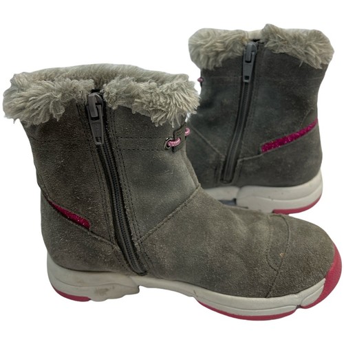 Clarks Trigenic Gore-Tex Gray Faux Suede Winter Boots Girls Size 10M - Picture 4 of 9