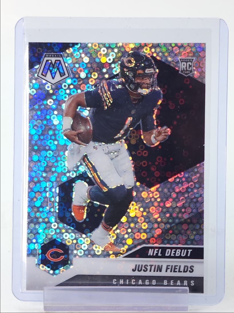 JUSTIN FIELDS 2021 MOSAIC ROOKIE NFL DEBUT NO HUDDLE PRIZM RC Q4110