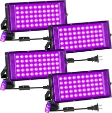 4 Pack 50W LED Black Light IP66 Waterproof, Outdoor Blacklight 4 Pack, Purple 