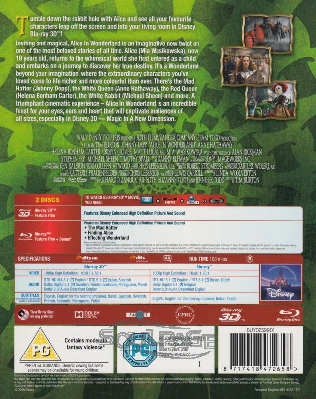 Alice in Wonderland (2010) (3D) [Steelbook] (ohne dt. Ton) [Blu-ray] NEU /sealed - Bild 4 von 4