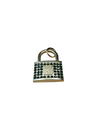 Louis Vuitton Gold With Green Stones Lock Zipper Pull Charm - Picture 2 of 9