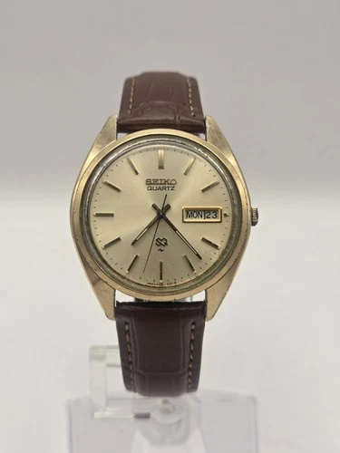 Vintage June 1978 -Seiko SQ 4336-8089- Day Date Gold Tone Mens Watch