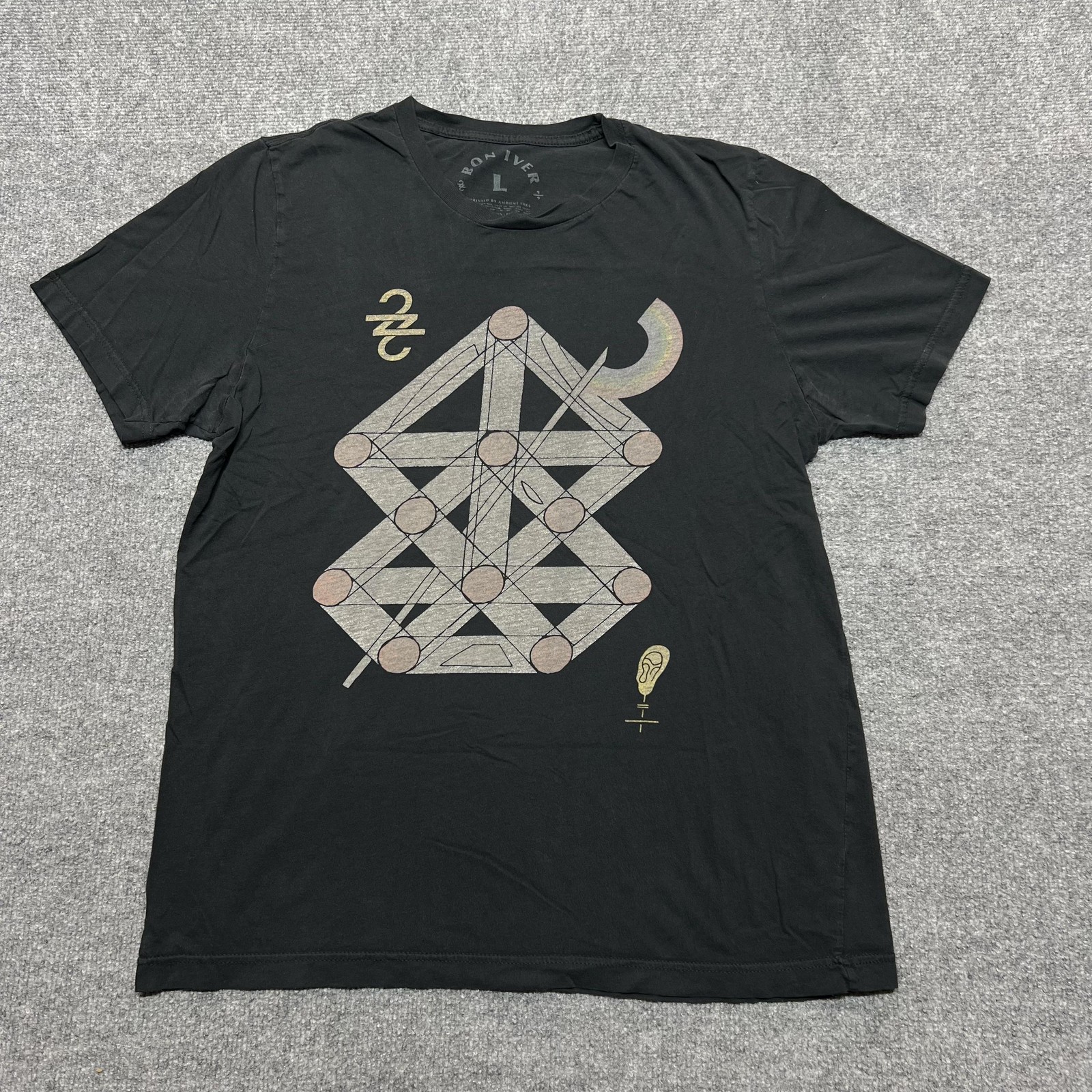 Shirt Black Geometric Graphic Lyrics Back Band T-Shirt