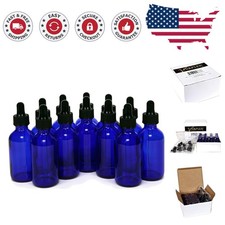 Elegant 12 Cobalt Blue Glass Bottles with Glass Droppers for Safe Liquid Storage