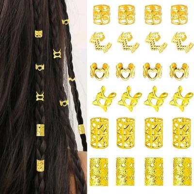 120 Pcs Hair Dreadlock Jewelry Beads Rings Cuffs Accessories for Women Braids