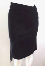 VTG 1980s Issey Miyake Wool Asymmetrical Zippers Black Skirt MEDIUM Brush Label