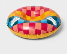 Sun Squad - Inflatable Snow Tube 36” (91.4 cm) Easy Grab Handles Checkered New