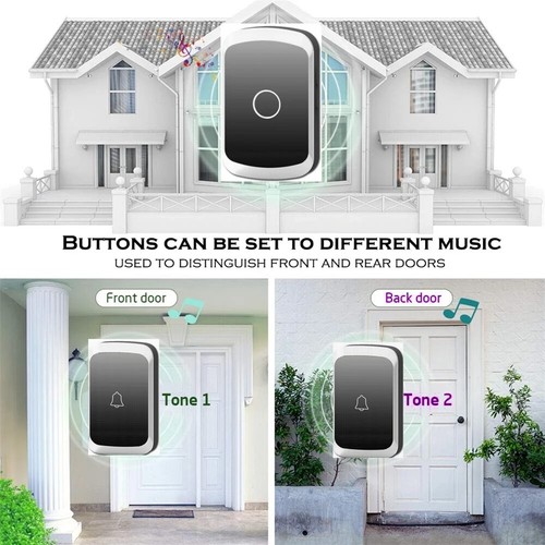 Waterproof Wireless Doorbell AC 100V-240V Smart Remote Control Door Bell Rings - Picture 6 of 26
