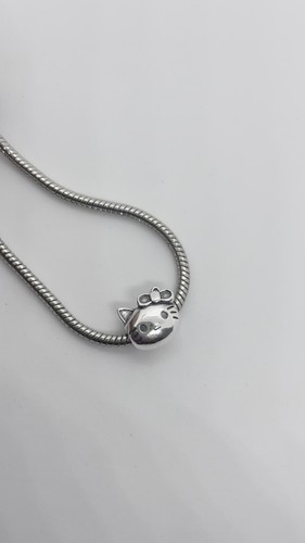 Autentico argento sterling S925 - ciondolo e sacchetto europeo HELLO KITTY Face - Kawaii - Video 1 di 1