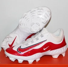Nike Alpha Huarache Elite 4 Low MCS Baseball Cleats Mens 11.5 White Red FD6255