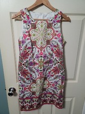 London Times White Floral & Paisley  A-Line Sleeveless Dress Women's 8