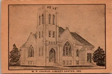 Postcard MP Church Library Center Ind 1909