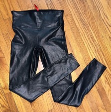 Spanx Womens Black Faux Leather Leggings Size S Small P Small T6