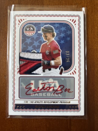 2024 Panini USA Stars & Stripes Easton Brunson 3/25 GAME-USED PATCH AUTO RPA - Picture 3 of 3