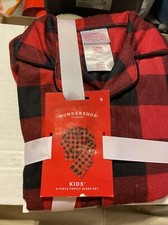 Wondershop Kids 4 Family Sleep Set 2 Piece Buffalo Plaid Collared Button Dow