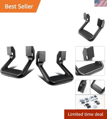 Pair Black Aluminum Side Hoop Steps Compatible With Most Pickups and SUV's, 1...