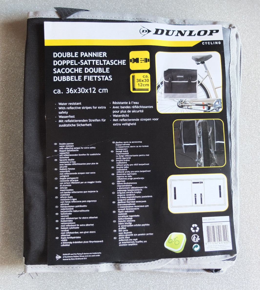 Dunlop Fahrradtasche Doppel Satteltasche ca 36x30x12cm Gepäckträger tasche
