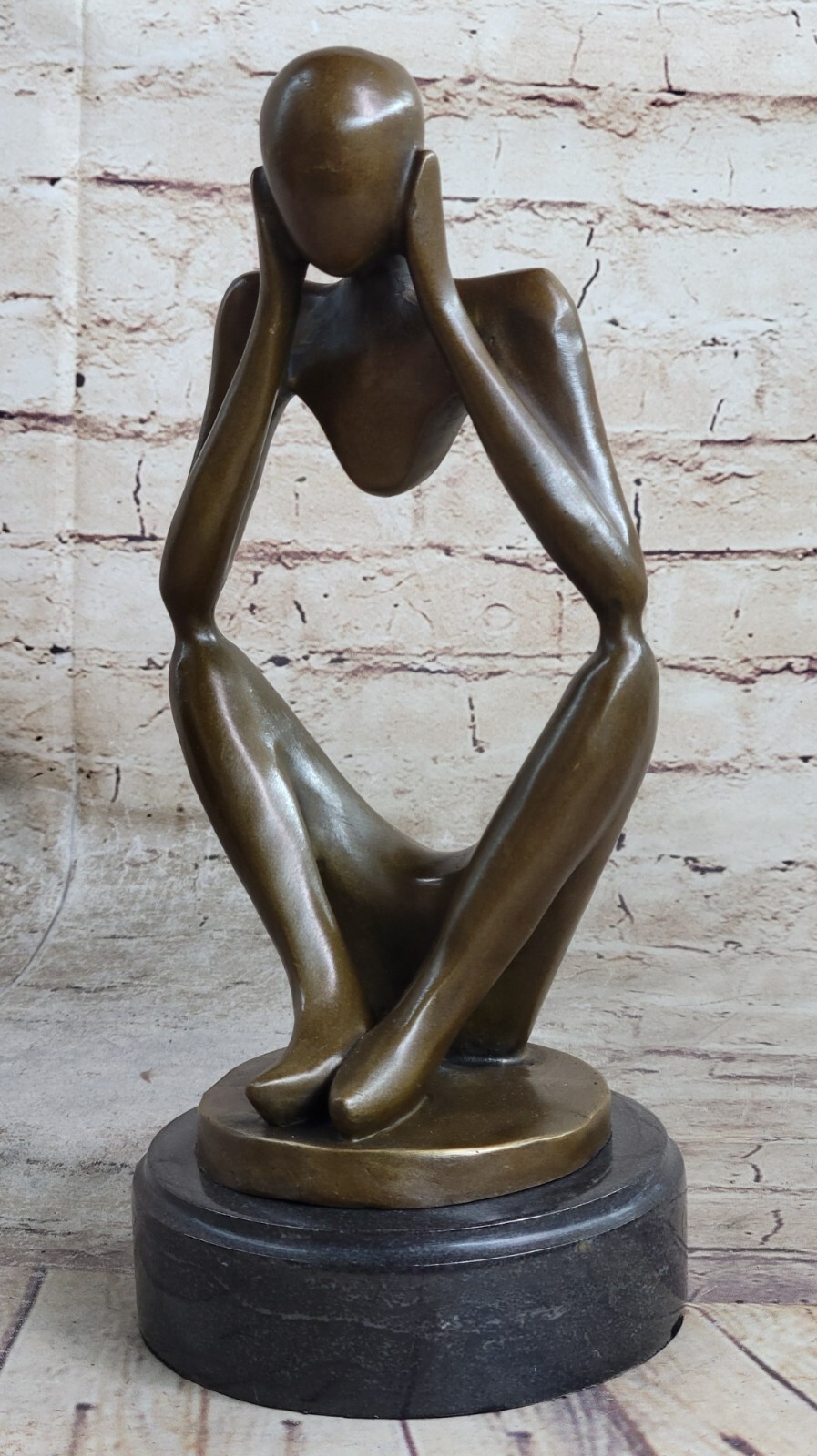 "Not Listening" Modern Art Signed Lost Wax Bronze Casting Mounted on Marble Base