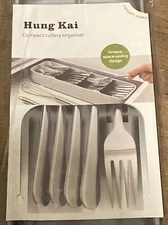 Hung Kai Compact Utility Cutlery Flatware Drawer Organizer Grey Space Saving