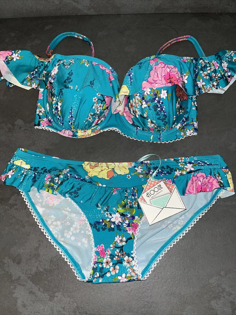 Ladies Waterfall Floral Floozie Frost French Bikini Size 12