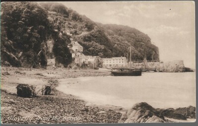 SEHR SCHÖNE ALTE POSTKARTE - BLICK VOM STRAND - CLOVELLY - DEVON UM 1913 Friths