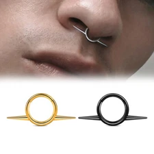 1PCS G23 Titanium Cool Septum Clicker Nose Rings Hoop Studs Hinged Segment