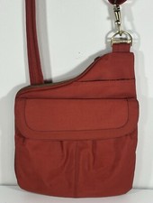 TRAVELON Anti-Theft RFID Essentials Crossbody Bag Purse Red and Beige for Travel