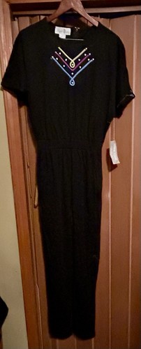 DONNA TORAN 2 pc. Black Pocketed Jumpsuit With Long Jacket Size Medium NWT - Picture 9 of 11
