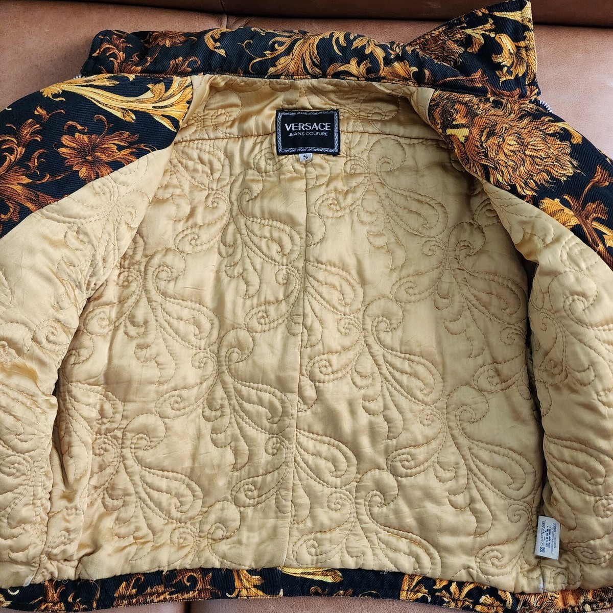 Authentic Vintage 1992 Versace Jeans Couture Baroque Print Quilted