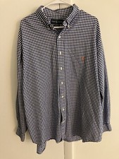 Ralph Lauren Casual Shirt Men  s Size 2XB Blue White Check Button Down Big  Tall