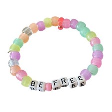 Handmade  BE FREE  Colorful Glow In The Dark Stretchy Bracelet