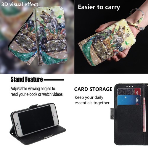 Custodia supporto cinturino flip portafoglio zoo per Samsung A40 A50 S20+ S10+ Note 10 - Foto 6 di 10
