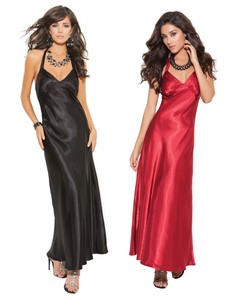 Satin Nightgown Full Length Halter Neck Long Gown Charmeuse
