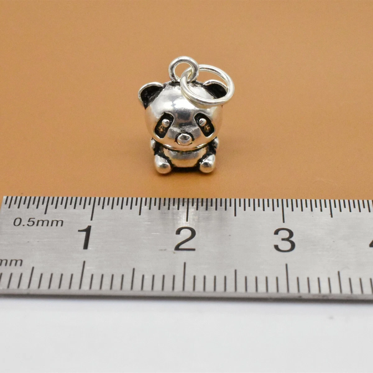 Sterling Silver Small Panda Charm 3D 925 Silver Animal Pendant for
