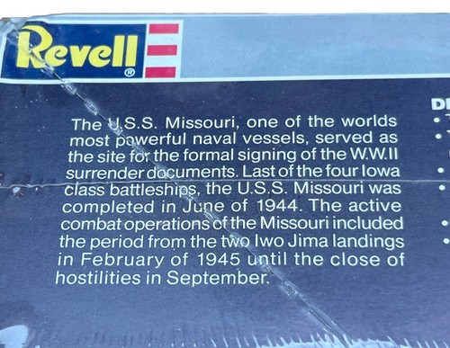 Revell U.S.S. MISSOURI WW2 Version 1/350 Scale Model Kit 1985 - Picture 6 of 10