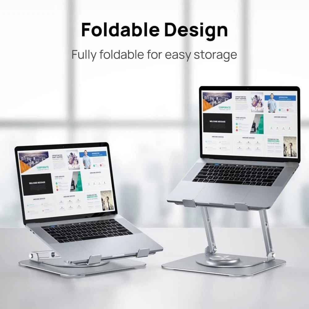 Laptop Stand for Desk Adjustable Holder with 360° Rotating Base Ergonomic Lap...