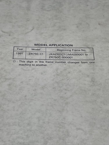 1991 Kawasaki Zephyr 750 / R750-C1 Service Repair Manual - Picture 2 of 7