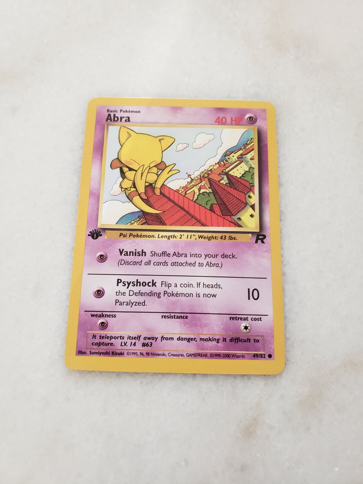 Abra 49/82 1st Edition Vintage Team Rocket Pokemon TCG NM