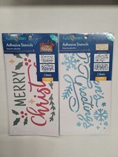 2 PACKS Stencil Sets Seasons Greetings, Merry Christmas, Happy Holidays, Joyful