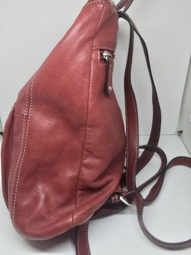VINTAGE Y2K TIGNANAELLE MINI BACKPACK PURSE PEBBLE GENUINE LEATHER RED - Picture 14 of 24