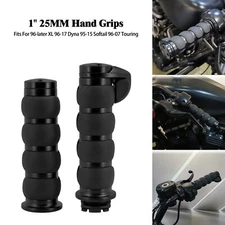 1" Balck Handlebar Hand Grips Rubber Handle Bar Fit For Harley 96-07 Touring