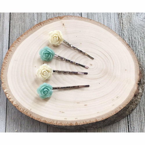 Floral Bobby Pin, Flower Hair Pin Wedding Hair Piece Embellished Boho Hair Pin B - Afbeelding 1 van 3