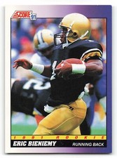 1991 Score #578 ERIC BIENIEMY Rookie RC San DIego Chargers  NICE CARD !!!. rookie card picture