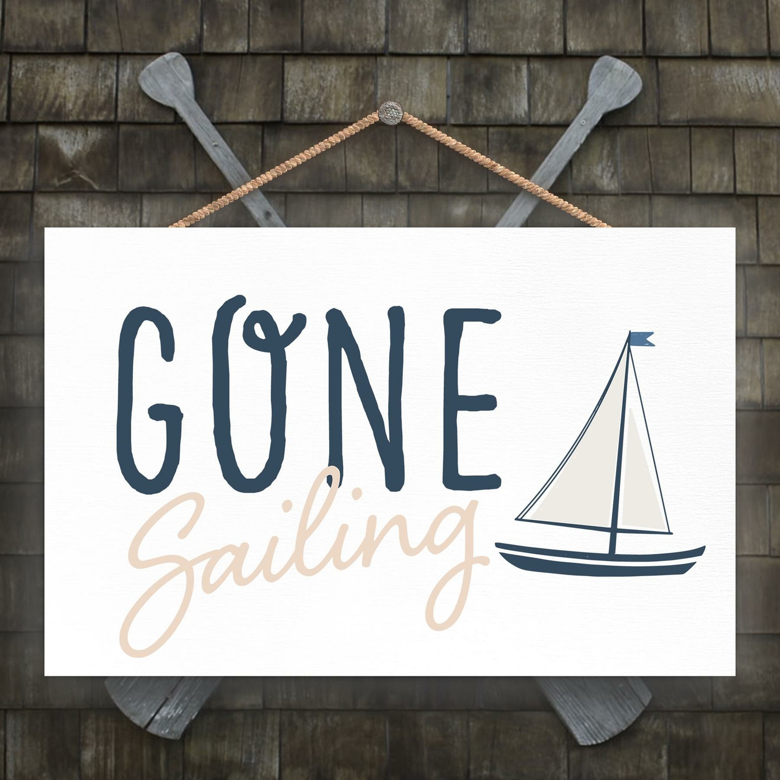 GONE SAILING SEASIDE BEACH THEMED NAUTICAL HANGING PLAQUE