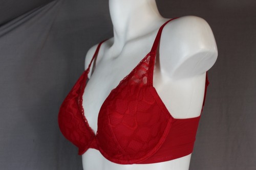 Calvin Klein Underwire Lined Lace Trim T-shirt bra size 32DD red - Picture 5 of 7