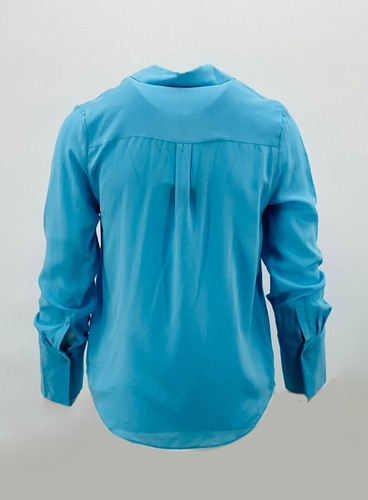 Marks and spencer M&S AUTOGRAPH med Blue Pure Silk Shirt Size 6 RRP £79 - Picture 3 of 4