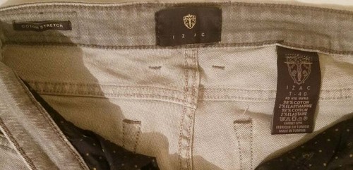 IZAC Collection T-40 Coton Stretch Light Gray Faded 5 Pocket Jeans Pants - Picture 3 of 11