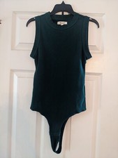 Madewell Green Ribbed Tank Thong Bodysuit Size Small Excellent Condition