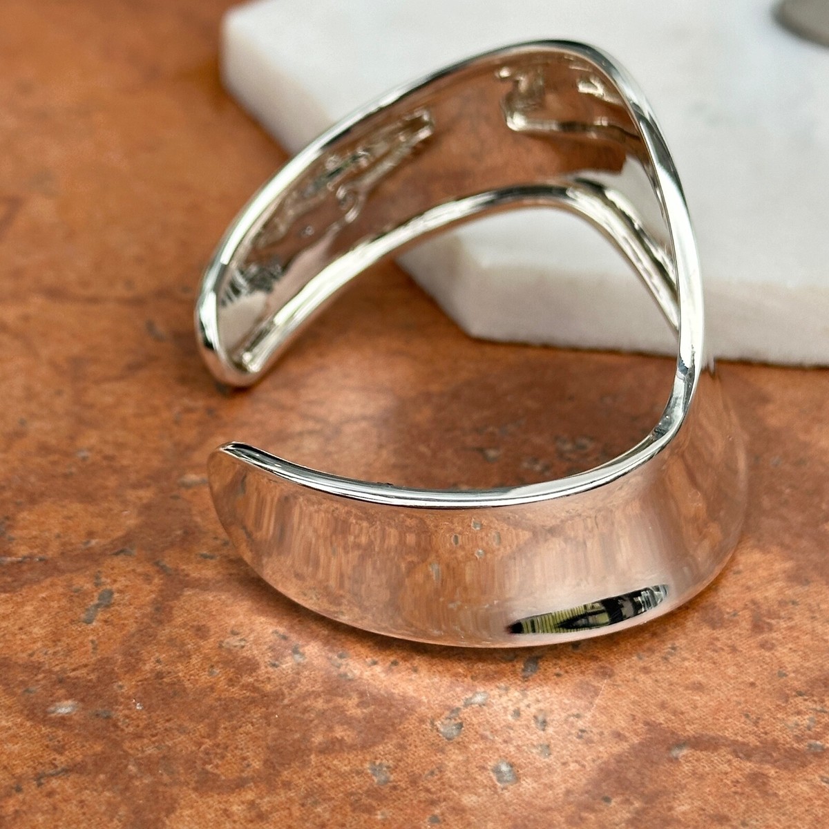 Sterling Silver High Polish Finish Wave Design 25mm Wide