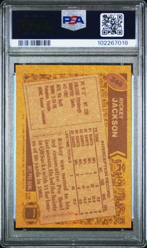 1986 TOPPS #346 RICKEY JACKSON PSA 9 MINT POP 42 ONLY 14 HIGHER HOF SAINTS - Picture 2 of 2